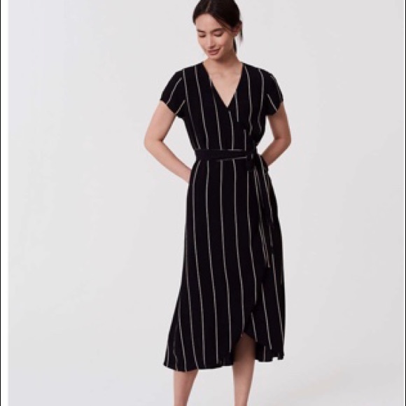 loft black and white striped dress